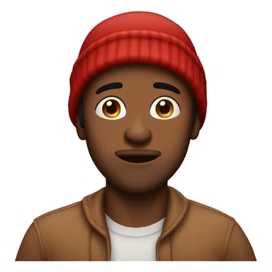 Brown skinned man with chapped lips and red beanie feeling ill sticker
