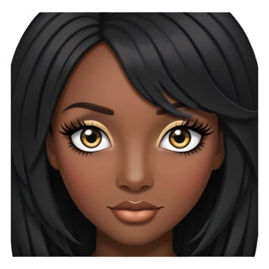 50 inch buss down with edges and side part in jet black with a pretty dark skin females with lash clusters and bottom lash sticker