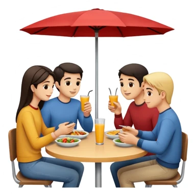 friends having lunch together, face each other sticker