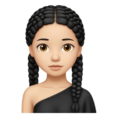 Girl with black braid  on one shoulder that is plain at the head sticker
