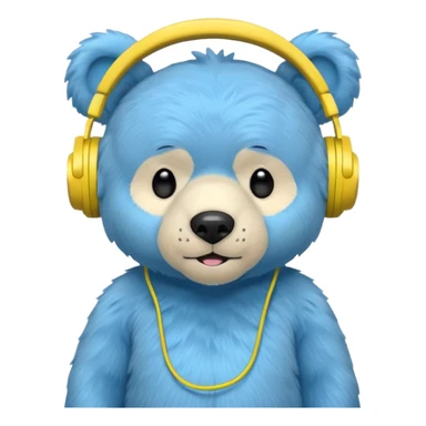 blue bear with yellow headphones sticker
