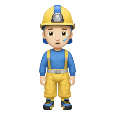 a character with a blue helmet,a pencil up his nose,a yellow shirt what says jeffy,and a nappy/diaper on the outside of hiv navy pants and black shoes sticker
