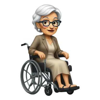 A tattooed old woman with oversized glasses and in a wheelchair  sticker