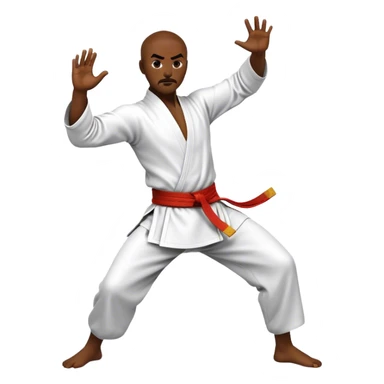 Cinematic Realistic Kung Fu Action Emoji, depicted as an epic martial arts scene with a master executing a precise move in traditional attire, rendered with fluid motion and vibrant textures under dramatic high-contrast lighting. sticker