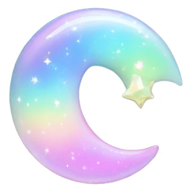 Kawaii Pastel iridescent rainbow crystal crescent half moon sticker