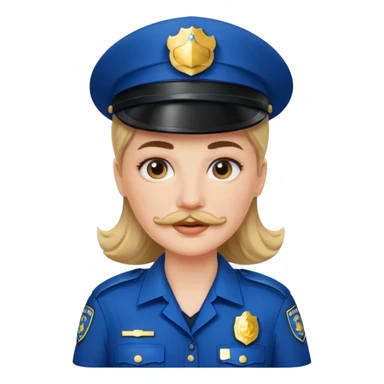 white woman with mustache wear police's uniform sticker