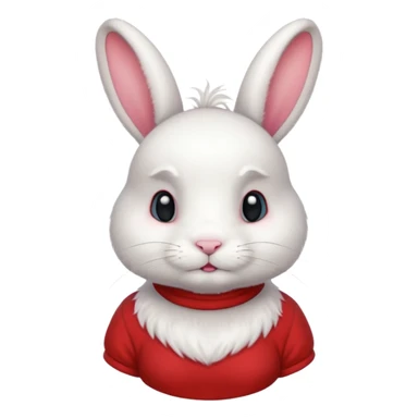 white large bunny, pet lover, red shirt, pony tail. sticker