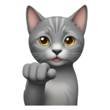 Grey cat who makes a finger of honor sticker