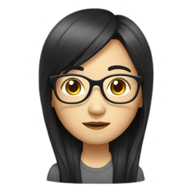 asian chinese with glasses and long black hair sticker
