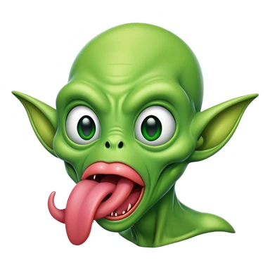 freaky alien with tongue out sticker