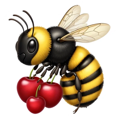 bumble bee on red cherries sticker