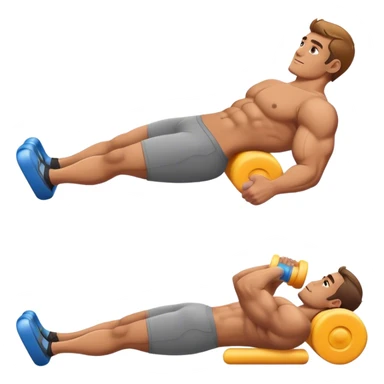 buff guy lying lats down on foam-roller sticker