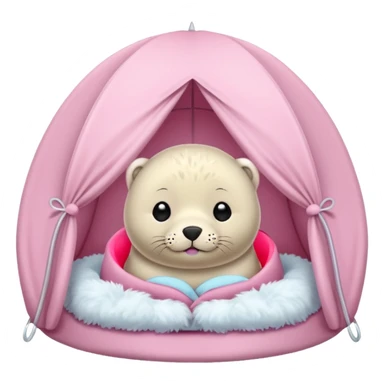 Seal in a light pink tent  sticker
