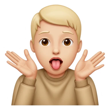 toungue out and hands pushing to the side sticker