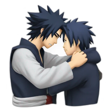 Naruto qui embrasse Sasuke sticker