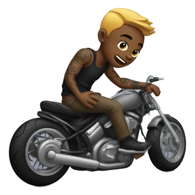 motorcycle boy with tattoos making a rizzing face sticker