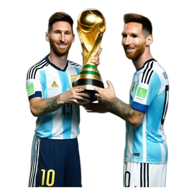 messi y rodrigo de paul con la copa del mundo sticker