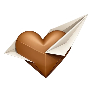 A brown heart and a white paper airplane next to it sticker