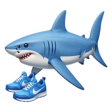 A shark with blue Nike shoes sticker