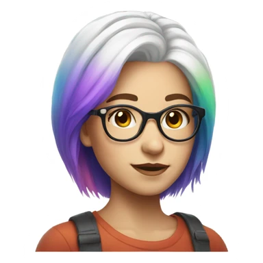 girl in glasses rainbow hair portrait white short hair sticker