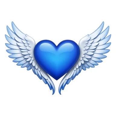 A black left angel wing a white right angel ring with a royal blue heart in the middle sticker