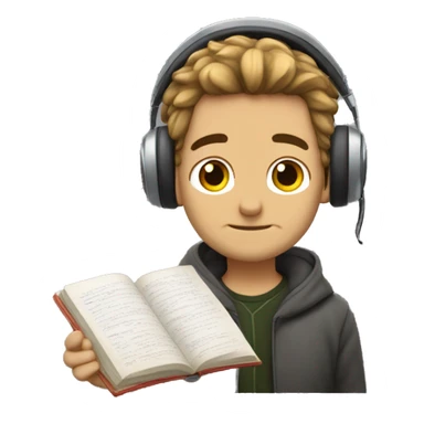 leon con audífonos y estudiando sticker