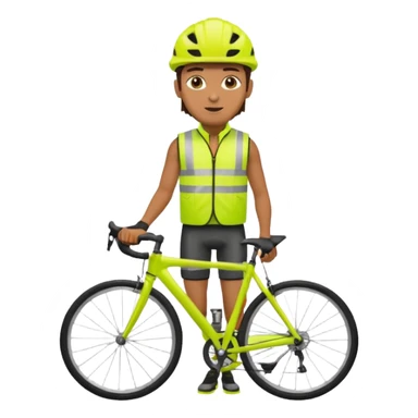 Cyclist with hi-vis vest, while cyclig sticker