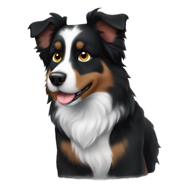 Small black australian shepherd dog moon sticker