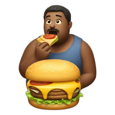 Fat man eating a hamburger  sticker