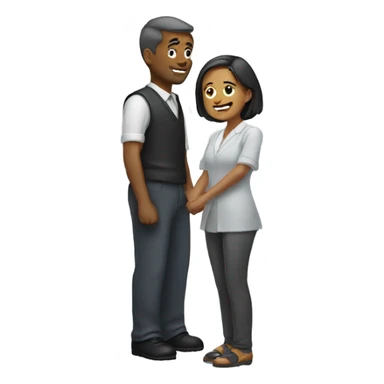 Man waving behind bowing woman sticker