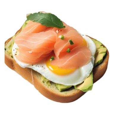 one avocado tost on brioche with salmon and eggs sticker