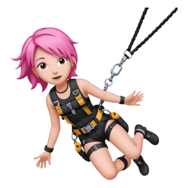 bungee jumping face with earrings pink hair flying away bungee jumo sticker