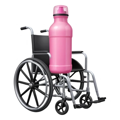 Pink water bottle sitting on a wheelchair with cars   sticker