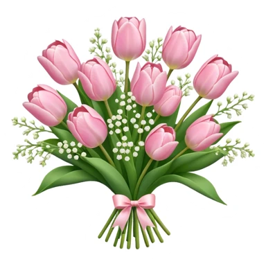 bouquet of light, pink tulips and babies breath ￼ sticker