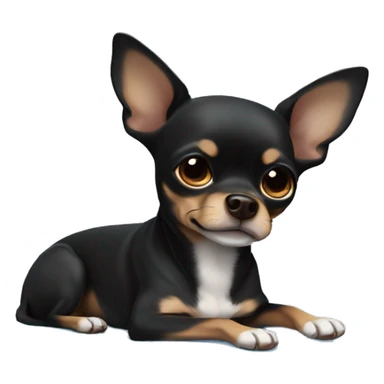 Half Black brown chihuahua girl laying down blue blanket sticker