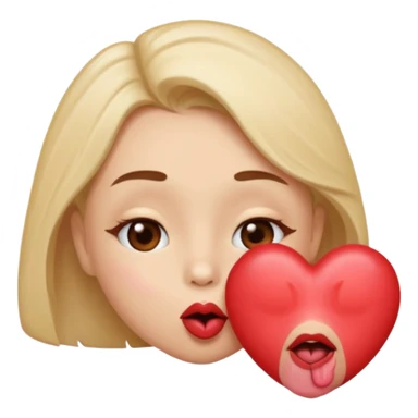 A cute circular blowing a smooch kiss with heart and little bite on the lower lip sticker