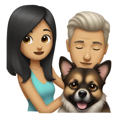 
Pomeranian lulu kissing his white human owner with short black hair and thin beard sticker