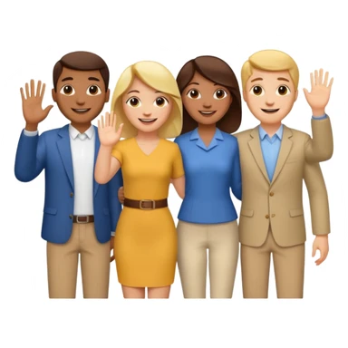 standing and saying goodbye a group of coworkers to right side sticker