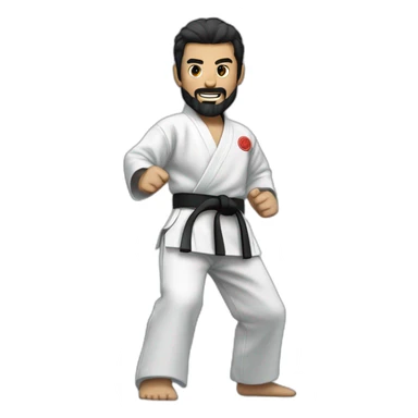 Karate blue belt with gi with black hair and beard sticker