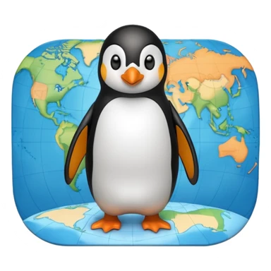 Pinguin auf Weltkarte sticker