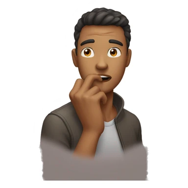 Shh I'm mewing, man holding finger er on mouth in a shush movement he has a very stong and beautiful jawline mewing jawline++ sticker