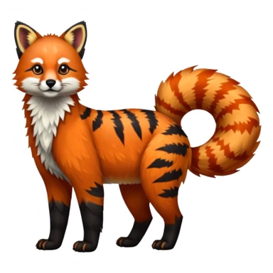 Black-eared Realistic patterned speckled flurry scaly 4-legged quadrupedal Red-Panda-Caracal-Maned-Wolf-Bobcat-Lynx-animal-fusion-hybrid, Full body sticker