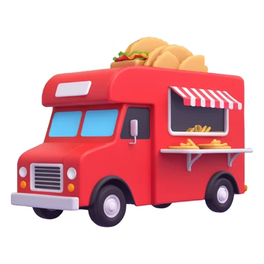 generate me a 3D red truck shawarma food truck sticker