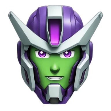 purple and green freedom gundam mecha face sticker