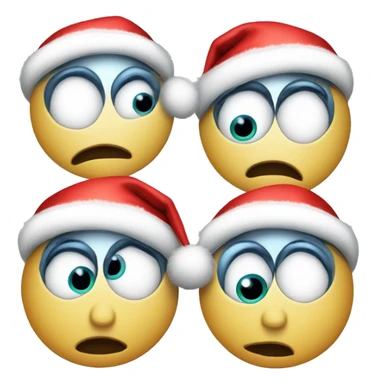 Looking eyes emoji but with two Santa hats, one hat over each eyeball sticker