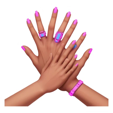 Neon cyberpunk style 
male hand holding female sticker