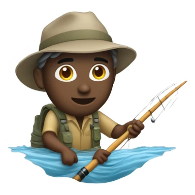 Fly fisherman fishing in the river emoji sticker