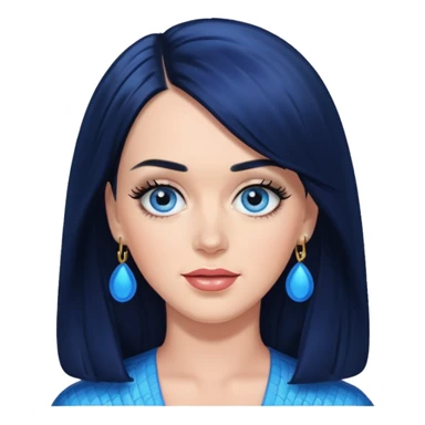 Katy Perry with blue eyes, black long hair sticker