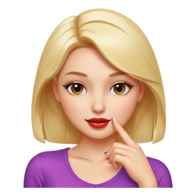 Apple style emoji, seductive sexy expression, gently biting finger, half-lidded eyes, subtle smirk, flirty and teasing mood, glossy smooth skin, vibrant colors, soft 3D lighting, iOS emoji aesthetic, cute but sensual, clean white background, high detail, polished emoji design sticker