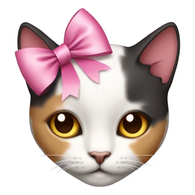 Calico cat with a pink ribbon on the head sticker